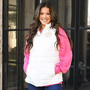 white vest on peyton - zipped up