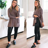 high waisted faux leather leggings with tunic