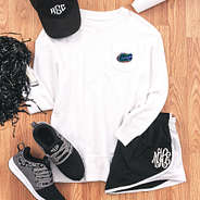 florida coastal crewneck with running shorts and sneakers