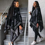 front and back view of Onyx Poncho