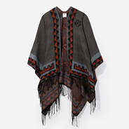 Monogrammed Aztec Poncho in Gray