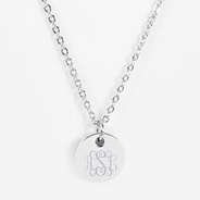 monogrammed tiny disc necklace in silver