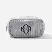 Monogrammed Quilted Cosmetic Case in Gray