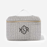 Monogrammed Quilted Train Case in Gray