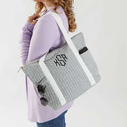 Gray Personalized Quilted Teacher Tote Bag