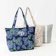 trio quilted tote bags studio shot