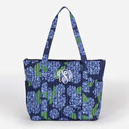 Monogrammed Quilted Tote Bag in Blue Hydrangea
