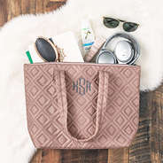 Monogrammed pink Quilted Tote Bag