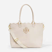 Monogrammed Laptop Tote Bag in Bone