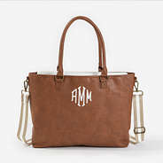 Monogrammed Laptop Tote Bag in Brown