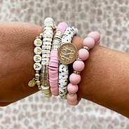 mama bracelet stack close up