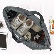 Open Shot of Monogrammed Classic Weekender in Charcoal