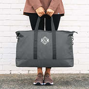 Monogrammed Charcoal Classic Weekender outside