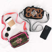 hickory leopard and camo neoprene crossbody camera phone bags