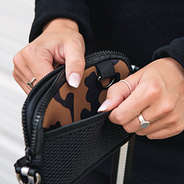 small side pocket on hickory leopard monogrammed phone crossbody