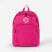 Monogrammed Quilted Laptop Backpack in Hot Pink