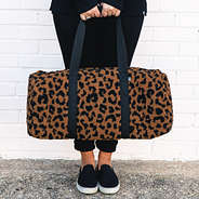 duffel bag in hickory leopard