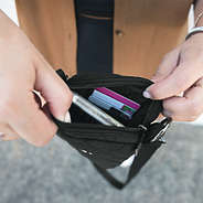 inside of black quilted phone crossbody