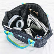 inside of Black Camo Puffer Tote Bag