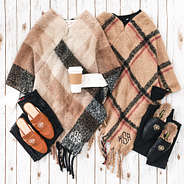 duo plaid poncho flatlay