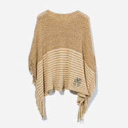 Monogrammed Striped Chenille Poncho in Tan