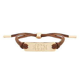 Monogrammed Suede Bracelet in Brown