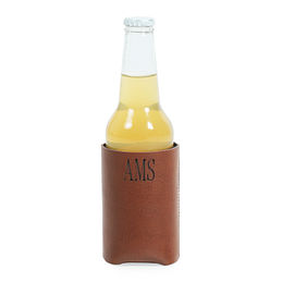 monogrammed leather koolie with bottle