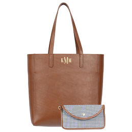 Monogrammed Leather Tote Bag