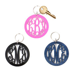 Source Acrylic Monogram Key Chain Pink Charm Custom Circle Monogram 3  Initials Name Keychain on m.