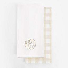 monogrammed hand towel set in khaki