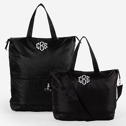 Monogrammed Expandable Duffel Bag in black