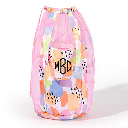 monogrammed laundry bag in melon patch