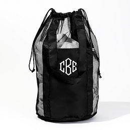 Monogrammed Packable Dirty Clothes Bag in black