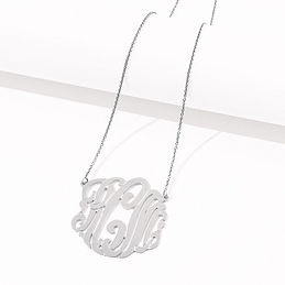 Large sterling silver custom monogram necklace