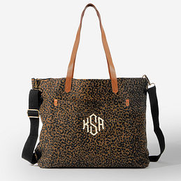 Monogrammed Carry All Tote in Leopard