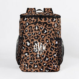 monogrammed backpack cooler in cheetah