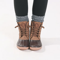 Monogrammed duck shop boots wide calf