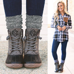 grey and black duck boots