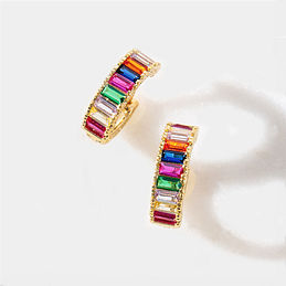 rainbow huggie hoop earrings
