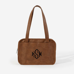 monogrammed bible tote bag in brown