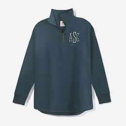 Monogrammed Quarter Zip Sweatshirt in Slate