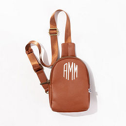 Monogrammed Sling Bag in Brown