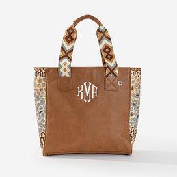 monogrammed purse tote in maple leopard