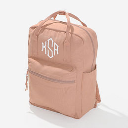monogrammed canvas backpack in blush