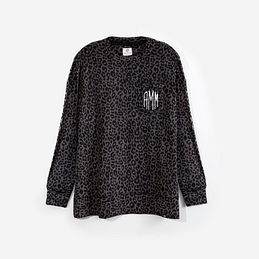 monogrammed softspun sweatshirt in onyx leopard