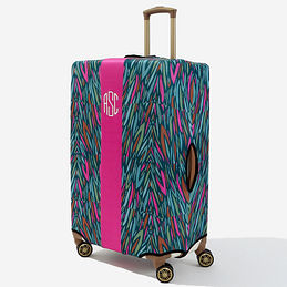 monogrammed luggage cover in navy safari