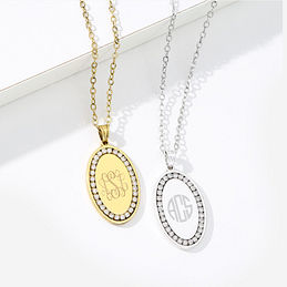 Monogrammed Pave Necklace