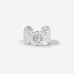Monogrammed Cuff Ring in Silver