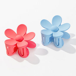 flower claw clips in hot pink and blue
