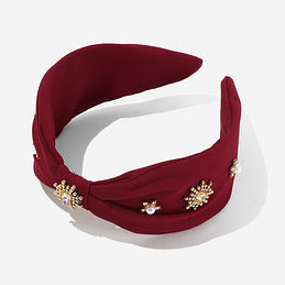 fashionable statement headband in crimson